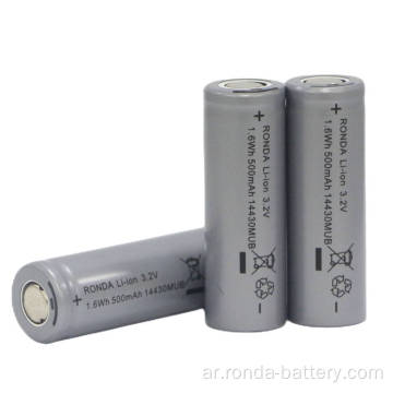 IFR14430-500MAH بطارية LIFEPO4 أسطواني